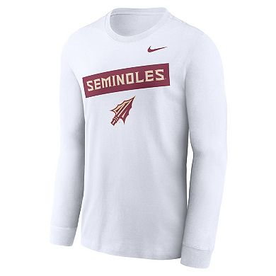 Men's Nike White Florida State Seminoles Two-Hit Classic Location Long Sleeve T-Shirt