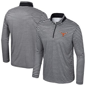 Men's Colosseum Black Texas Longhorns Striped Quarter-Zip Top