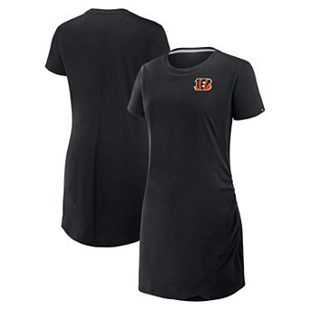 Women's Fanatics Black Cincinnati Bengals Ruched Drape T-Shirt Dress