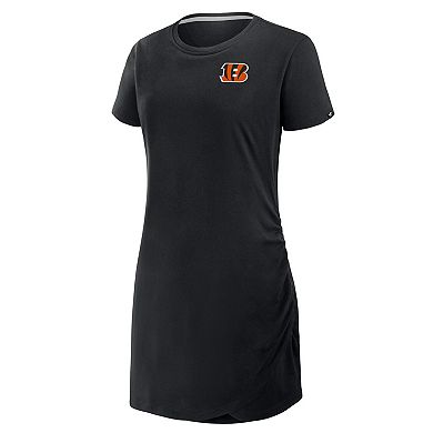 Women's Fanatics Black Cincinnati Bengals Ruched Drape T-Shirt Dress