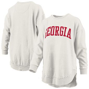 Women's Pressbox Oatmeal Georgia Bulldogs Melange Poncho Vintage Fleece Long Sleeve Pullover Sweatshirt