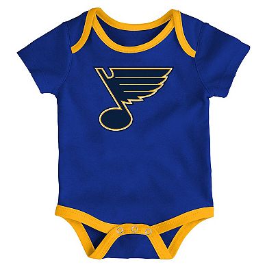 Newborn St. Louis Blues Loyal Buddies Three-Pack Bodysuit Set