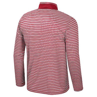 Men's Colosseum Cardinal Iowa State Cyclones Striped Quarter-Zip Top