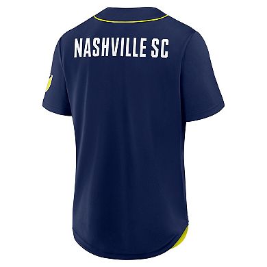 Men's Fanatics Navy Nashville SC Injury Time Baseball Jersey