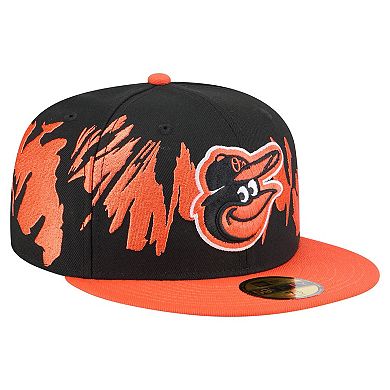 Men's New Era Black/Orange Baltimore Orioles Retro Pattern 59FIFTY Fitted Hat