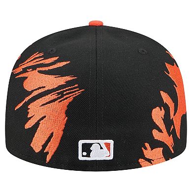 Men's New Era Black/Orange Baltimore Orioles Retro Pattern 59FIFTY Fitted Hat