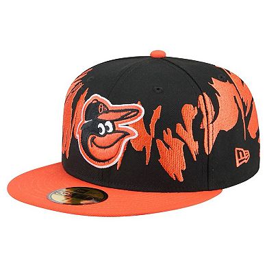 Men's New Era Black/Orange Baltimore Orioles Retro Pattern 59FIFTY Fitted Hat