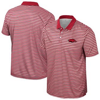 Men's Colosseum Cardinal Arkansas Razorbacks Striped Polo