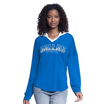 Women's G-III 4Her by Carl Banks Blue Dallas Mavericks Bench Player Oversized Long Sleeve Hooded Top