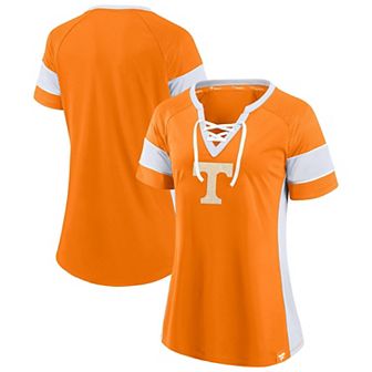 Women's Fanatics Tennessee Orange Tennessee Volunteers Unmasked Hero Block Party Athena Lace-Up Top