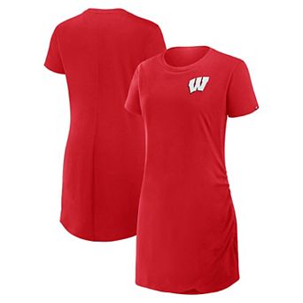 Women's Fanatics Red Wisconsin Badgers Relaxed Fit Drape T-Shirt Dress