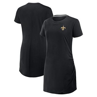 Women's Fanatics Black New Orleans Saints Ruched Drape T-Shirt Dress