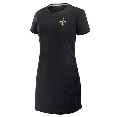Women's Fanatics Black New Orleans Saints Ruched Drape T-Shirt Dress