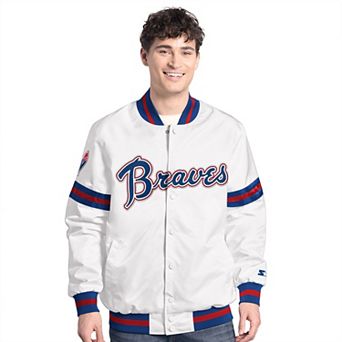 Men's Starter White Atlanta Braves Cooperstown Scout Full-Snap Varsity Jacket