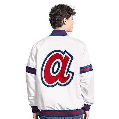 Men's Starter White Atlanta Braves Cooperstown Scout Full-Snap Varsity Jacket