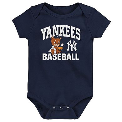 Infant Navy New York Yankees Batter Up 3-Pack Bodysuit Set