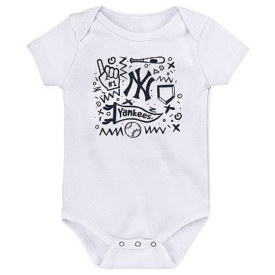 Infant Navy New York Yankees Batter Up 3-Pack Bodysuit Set