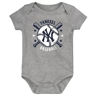 Infant Navy New York Yankees Batter Up 3-Pack Bodysuit Set