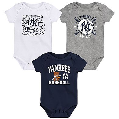 Infant Navy New York Yankees Batter Up 3-Pack Bodysuit Set