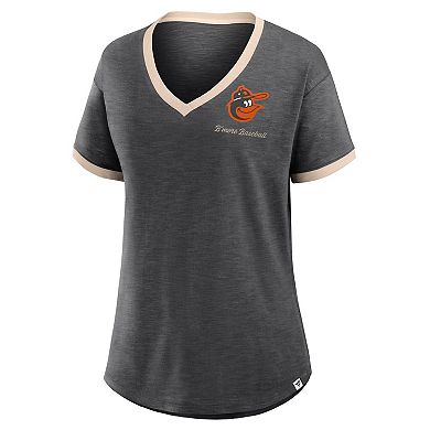 Women's Fanatics Black Baltimore Orioles Binge Worthy Stadium Slub V-Neck T-Shirt