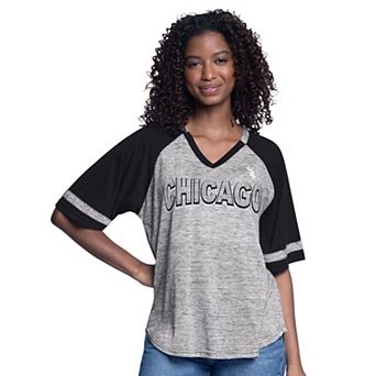 Women's G-III 4Her by Carl Banks Black Chicago White Sox Hall of Fame Raglan Oversized Half-Sleeve Top