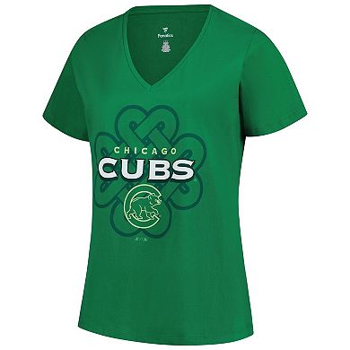 Women's Profile Kelly Green Chicago Cubs Plus Size Celtic V-Neck T-Shirt