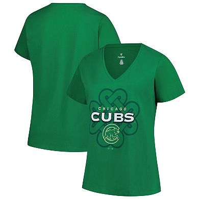 Women's Profile Kelly Green Chicago Cubs Plus Size Celtic V-Neck T-Shirt