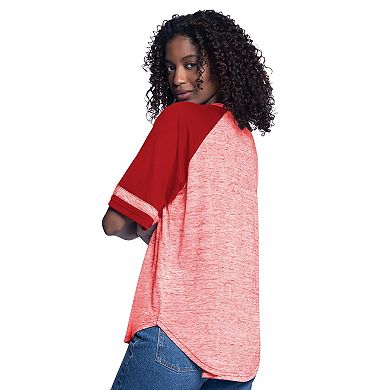 Women's�G-III 4Her by Carl Banks Red Los Angeles Angels Hall of Fame Raglan Oversized Half-Sleeve Top