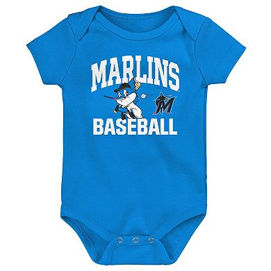 Infant Blue Miami Marlins Batter Up 3-Pack Bodysuit Set