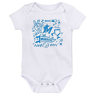 Infant Blue Miami Marlins Batter Up 3-Pack Bodysuit Set
