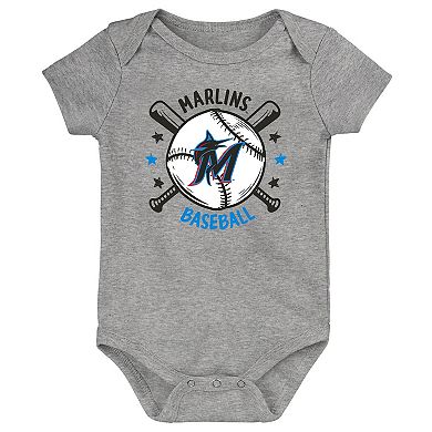 Infant Blue Miami Marlins Batter Up 3-Pack Bodysuit Set