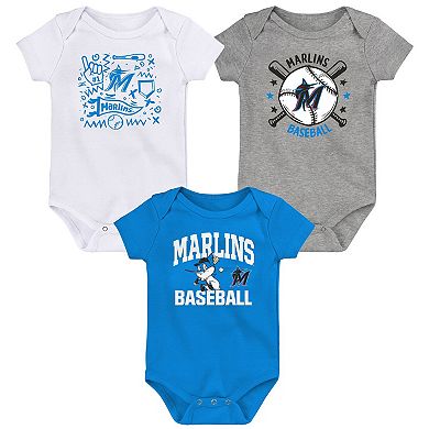 Infant Blue Miami Marlins Batter Up 3-Pack Bodysuit Set