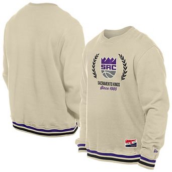 Men's New Era White Sacramento Kings Throwback Vintage Pullover Sweatshirt