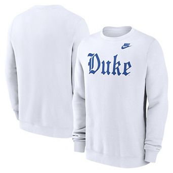 Men's Nike White Duke Blue Devils Old English Pullover Sweatshirt
