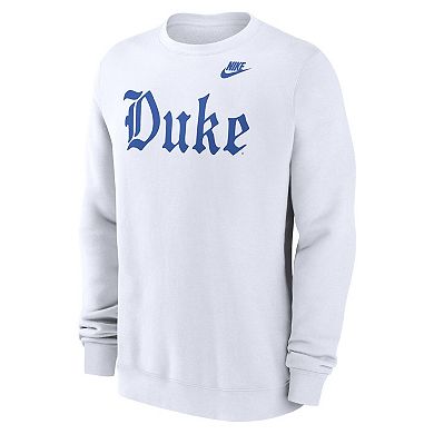 Men's Nike White Duke Blue Devils Old English Pullover Sweatshirt