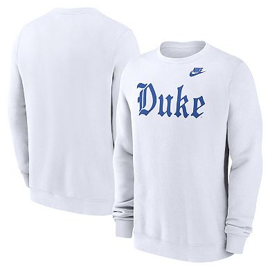 Men's Nike White Duke Blue Devils Old English Pullover Sweatshirt