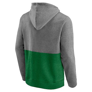 Men's Fanatics Heather Gray/Heather Green Oregon Ducks Block Party Pullover Hoodie