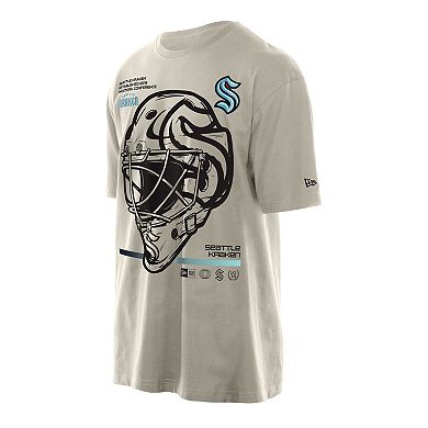 Men's New Era Tan Seattle Kraken Goalie Mask T-Shirt