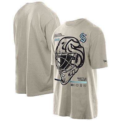 Men's New Era Tan Seattle Kraken Goalie Mask T-Shirt