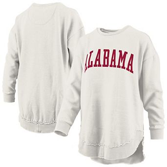 Women's Pressbox Oatmeal Alabama Crimson Tide Melange Poncho Vintage Fleece Long Sleeve Pullover Sweatshirt