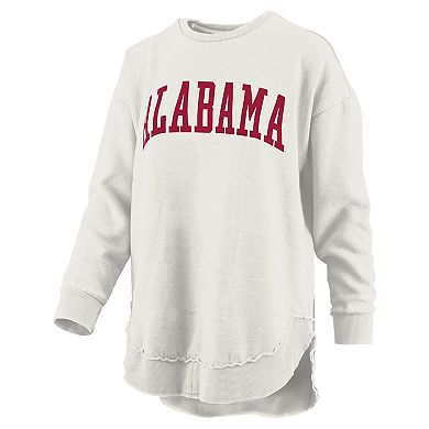 Women's Pressbox Oatmeal Alabama Crimson Tide Melange Poncho Vintage Fleece Long Sleeve Pullover Sweatshirt