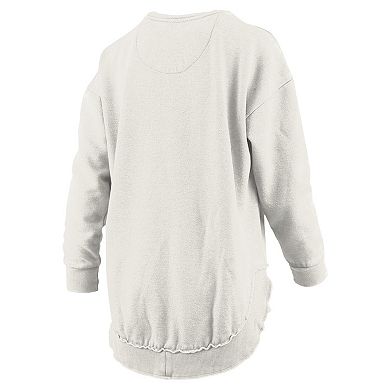 Women's Pressbox Oatmeal Alabama Crimson Tide Melange Poncho Vintage Fleece Long Sleeve Pullover Sweatshirt