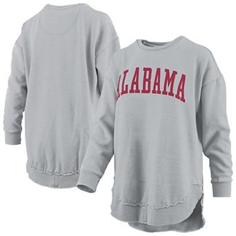 Women's Pressbox Gray Alabama Crimson Tide Melange Poncho Vintage Fleece Long Sleeve Pullover Sweatshirt