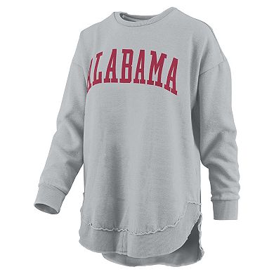 Women's Pressbox Gray Alabama Crimson Tide Melange Poncho Vintage Fleece Long Sleeve Pullover Sweatshirt