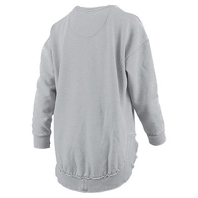 Women's Pressbox Gray Alabama Crimson Tide Melange Poncho Vintage Fleece Long Sleeve Pullover Sweatshirt
