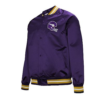 Men's Mitchell & Ness Purple Minnesota Vikings Vintage Double Down Satin Raglan Full-Snap Jacket