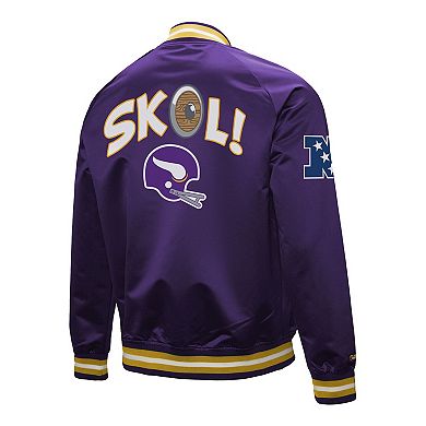 Men's Mitchell & Ness Purple Minnesota Vikings Vintage Double Down Satin Raglan Full-Snap Jacket