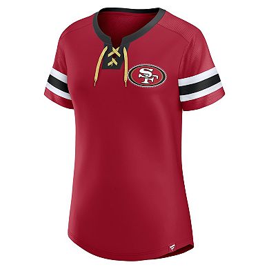 Women's Fanatics Scarlet San Francisco 49ers Lace-Up Bling T-Shirt