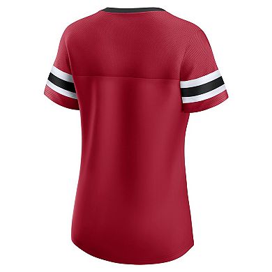Women's Fanatics Scarlet San Francisco 49ers Lace-Up Bling T-Shirt