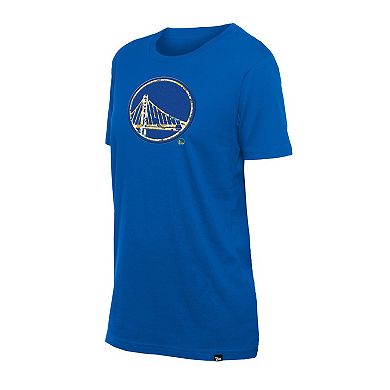 Women's New Era Royal Golden State Warriors Glam Game Flower T-Shirt